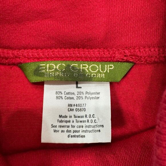 VINTAGE Esprit EDC Group Red Pullover Quarter Zip Drawstring Sweater Size L Wmn - Picture 4 of 8